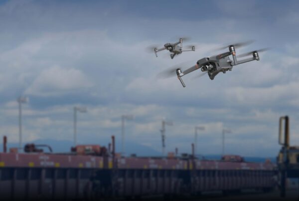 DJI Mavic 2 Enterprise drones flying over work site