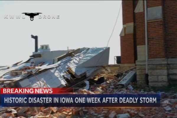 Drone footage assessing storm damage