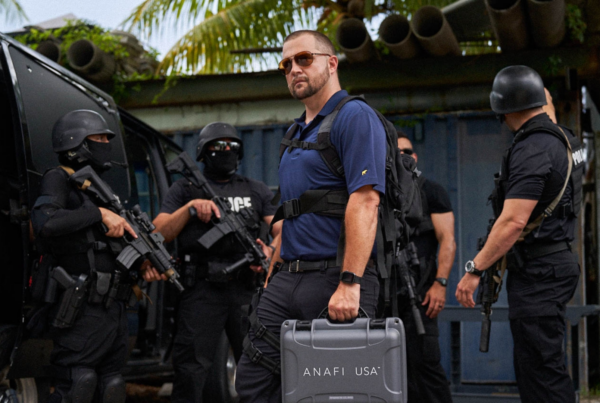 Public Safety Officers carrying Parrot Anafi USA case