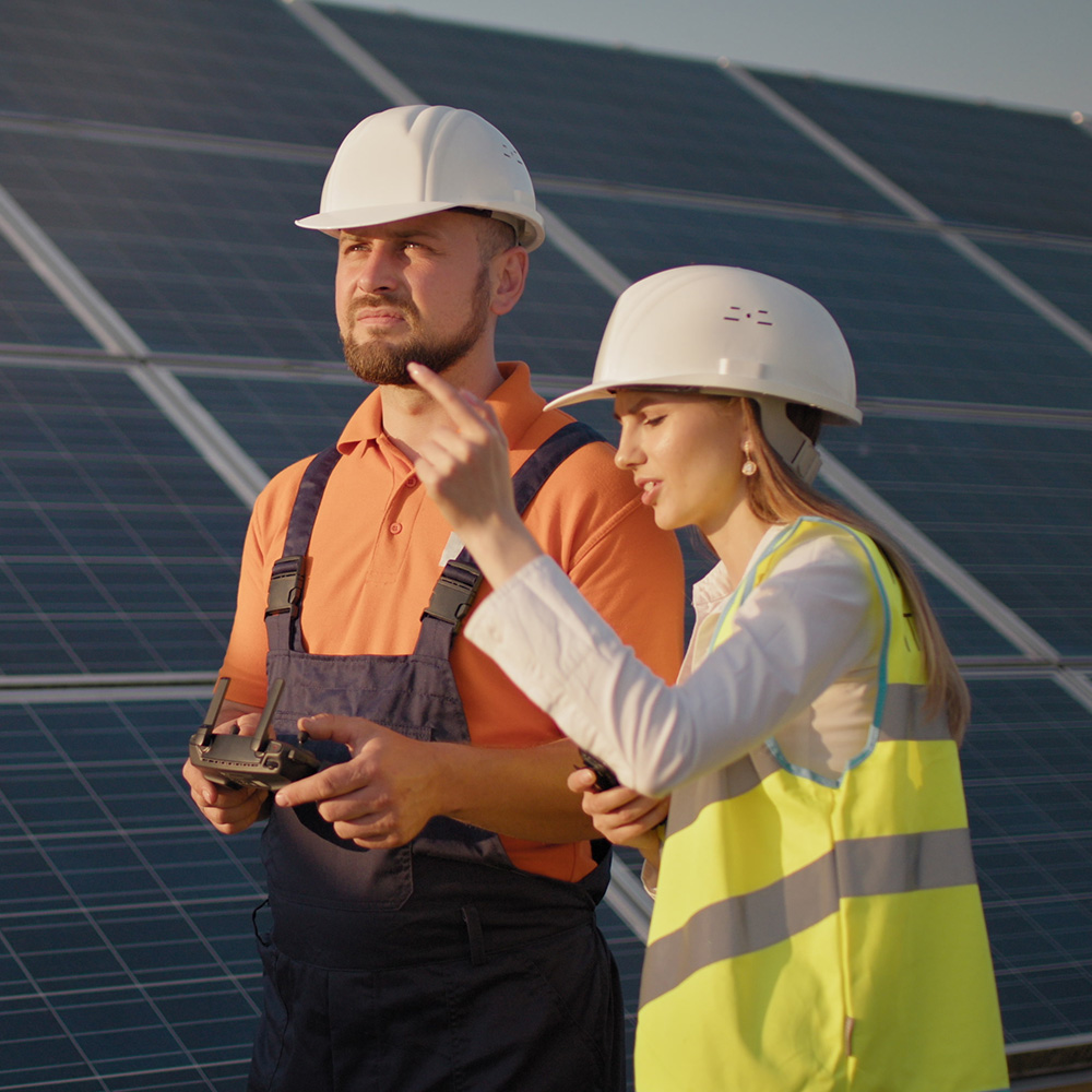 Drone Expert Teaching worker How to Fly