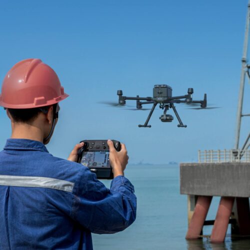 DJI Matrice 300 RTK with Payload Performing Tower Inspection