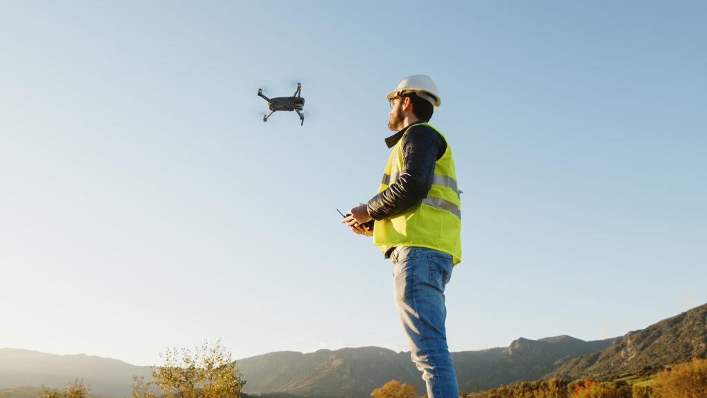 Construction Worker with Mavic 3 Enterprise Drone