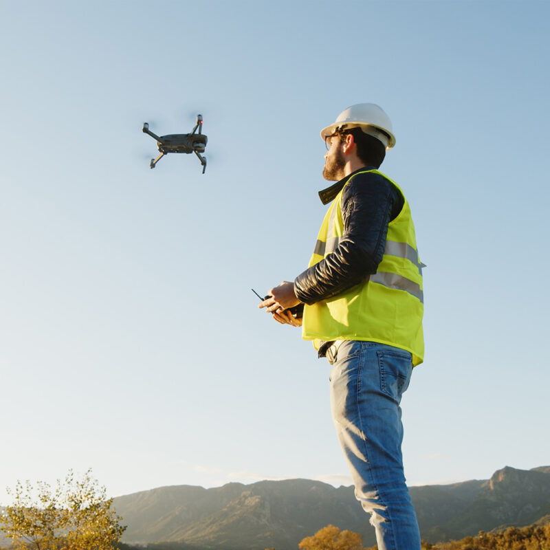 Construction Worker with Mavic 3 Enterprise Drone